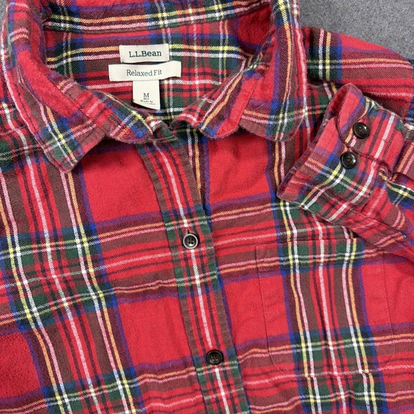 L.L. Bean Tops - L.L. Bean Womens Med Plaid Flannel Shirt Relaxed Fit Cabincore Outdoor Button Up